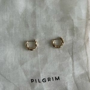 Pilgrim gold twist huggie small hoop earrings